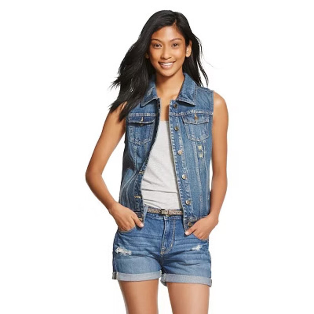 Mossimo Women's Distressed Denim Vest, XS